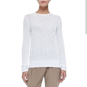 Vince Zig Zag Women's White Crew Neck Sweater